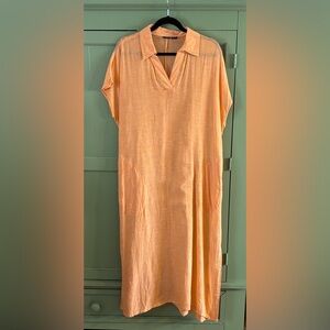 Tahari Linen Blend Tangerine Tunic Dress